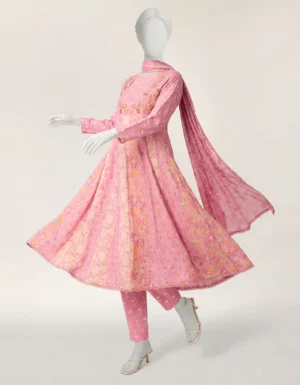 pink lawn embroidered 3pc