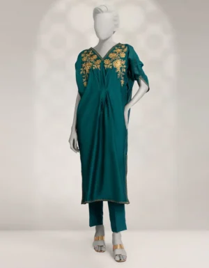green embroidered kurta