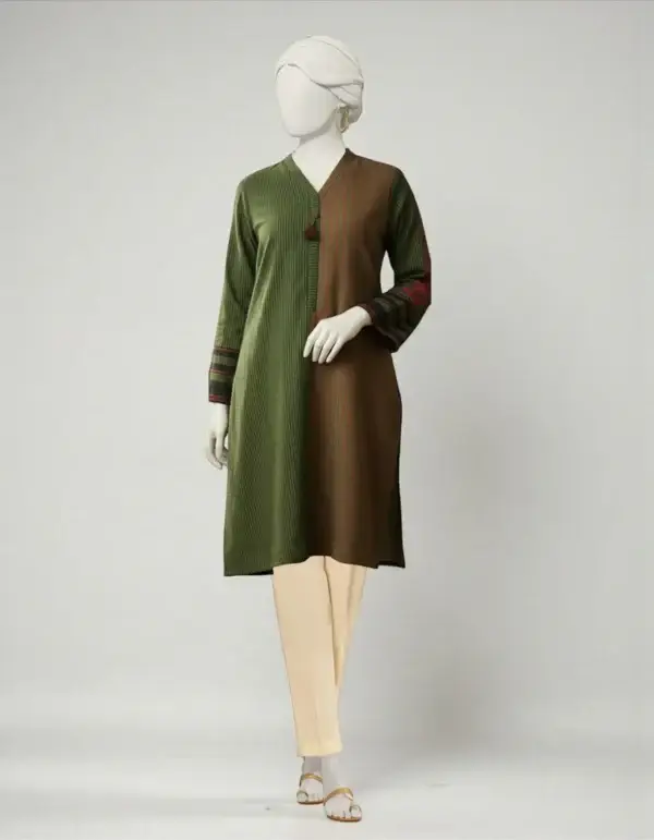 green jacquard dyed kurta